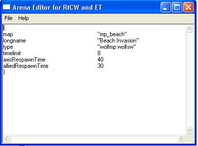 Arena editor screenshot