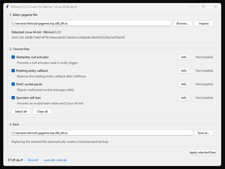 Nitmod 2.3.5 Crash and Exploit Fix Patcher